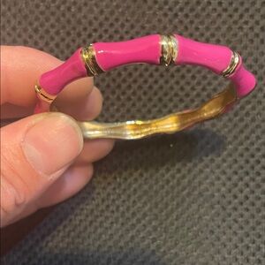 Pink and Gold Bamboo Bangle Bracelet